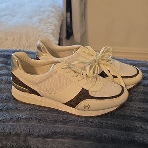 Michael Kors Women's White and Gold Sneakers
